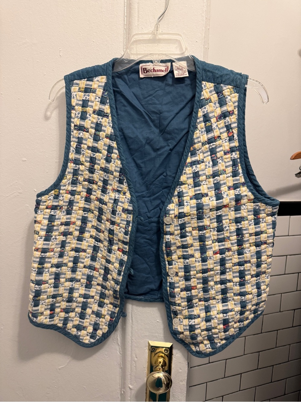 Bechamel Quilted Blue & Cream Women's Vest